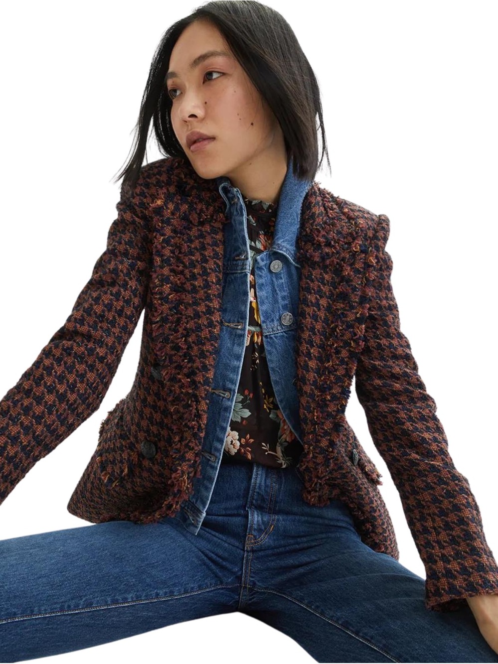 Veronica Beard Taja Dickey Tweed Houndstooth Blazer Jacket Size 6